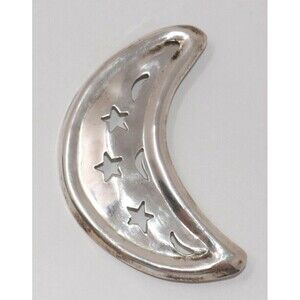 Mexico Taxco Sterling Silver 925 Crescent Moon And Stars Brooch
